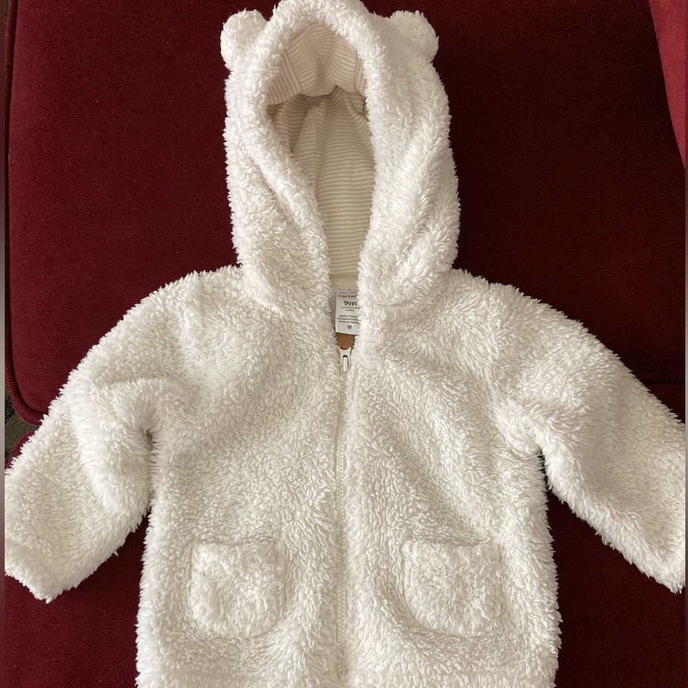 Carter's 9 month baby sherpa hooded bear ears coat jacket.